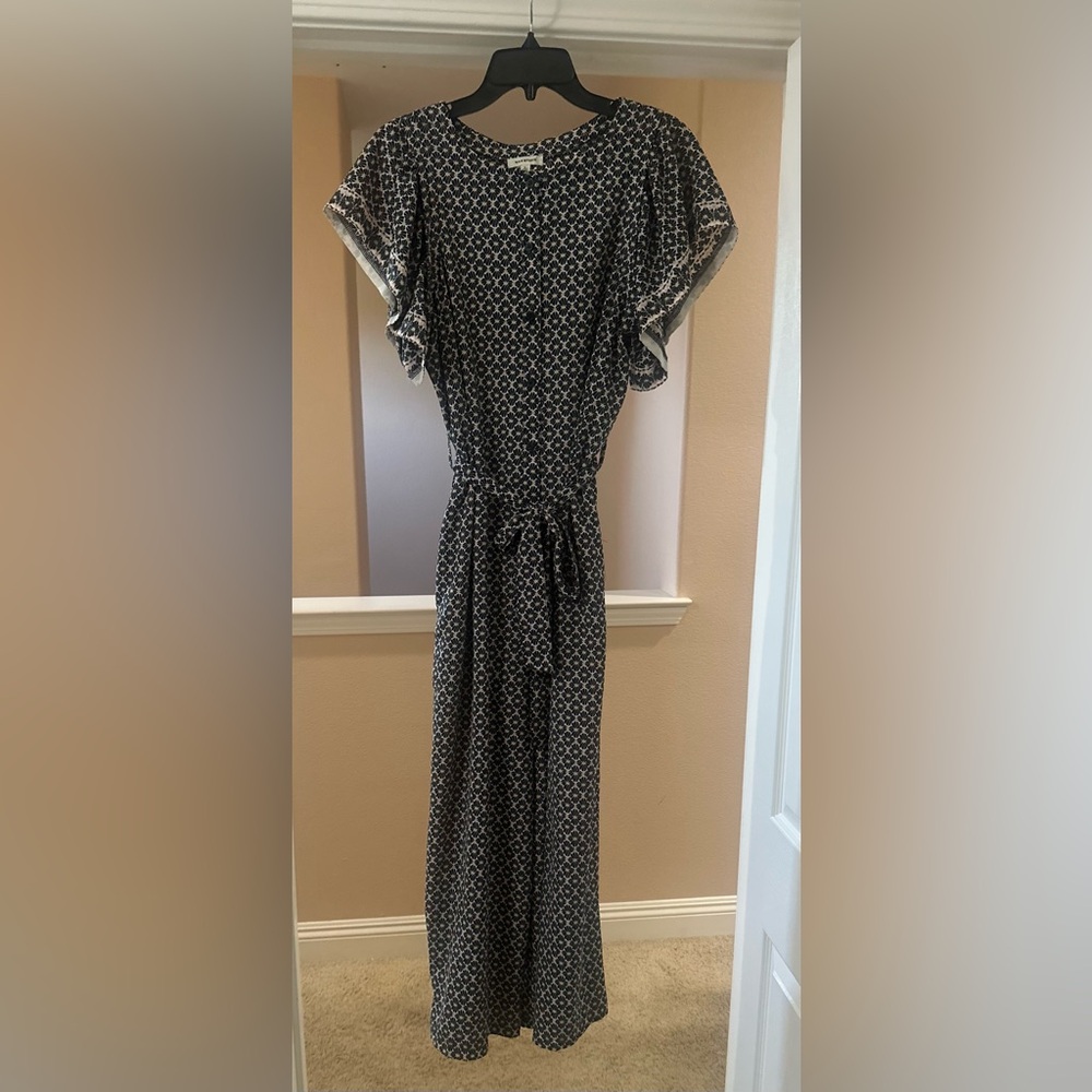 Women’s MAX STUDIO Floral Flutter Sleeves Belted Jumpsuit Career Casual. Size L.